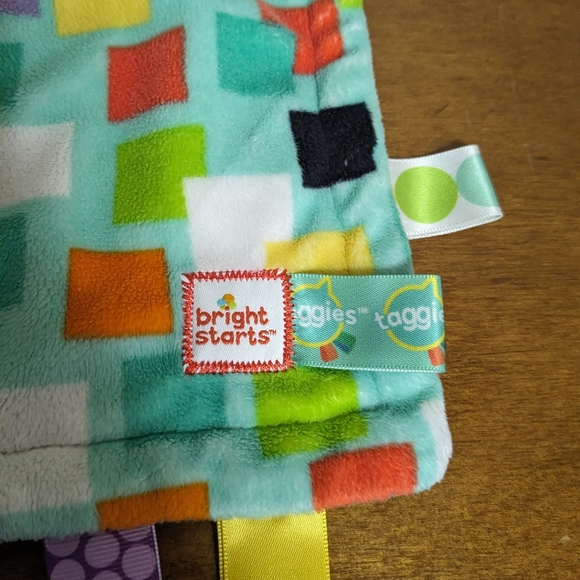 Bright Starts Taggies Checkered Pattern Square Security Blanket Plush Lovey 12" - Picture 2 of 7